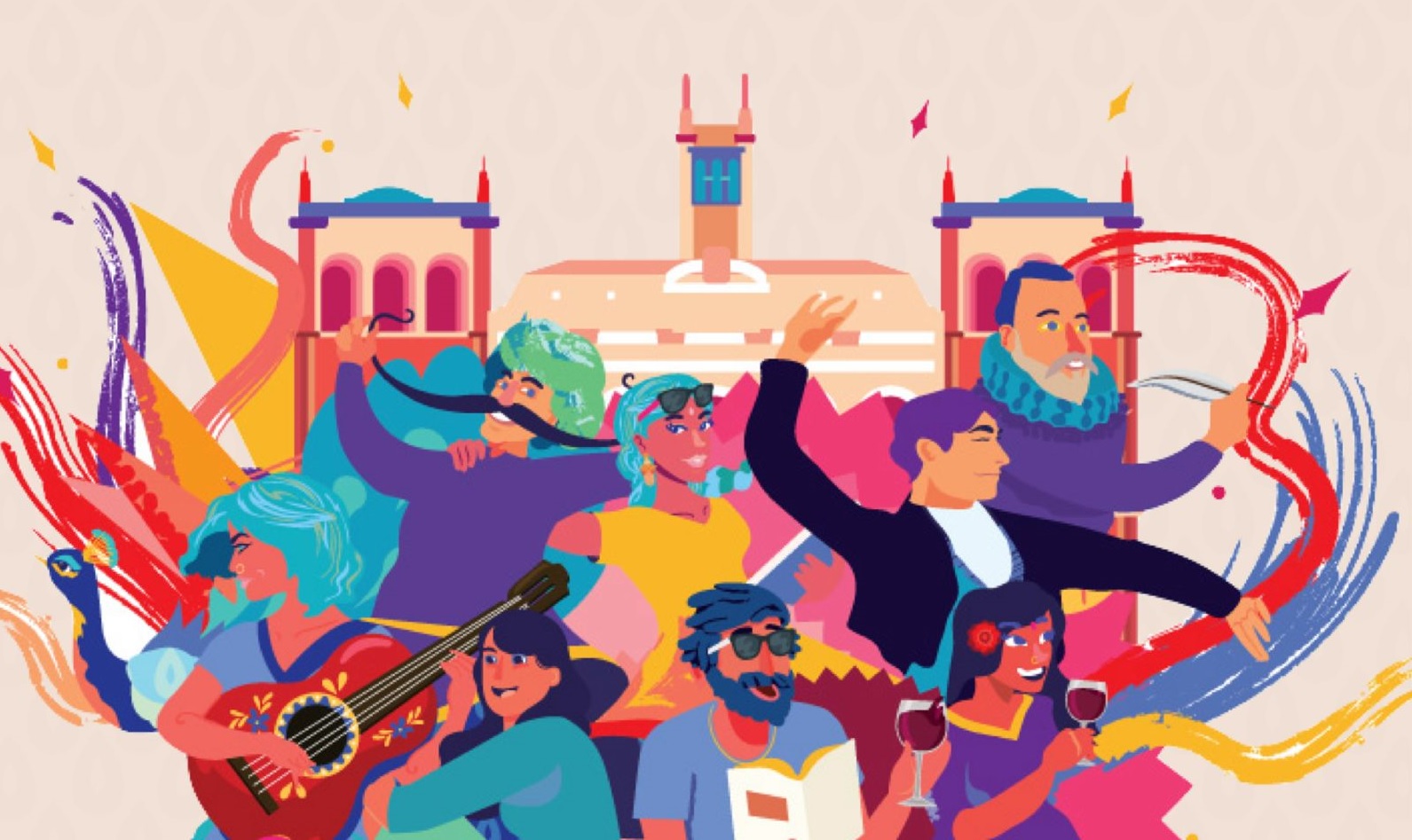 No hay imagen disponible de Desfile de gigantes cabezudos y músicos rajastanís